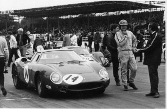 David Skailes on the starting grid at Silverstone having his first race with the 250LM